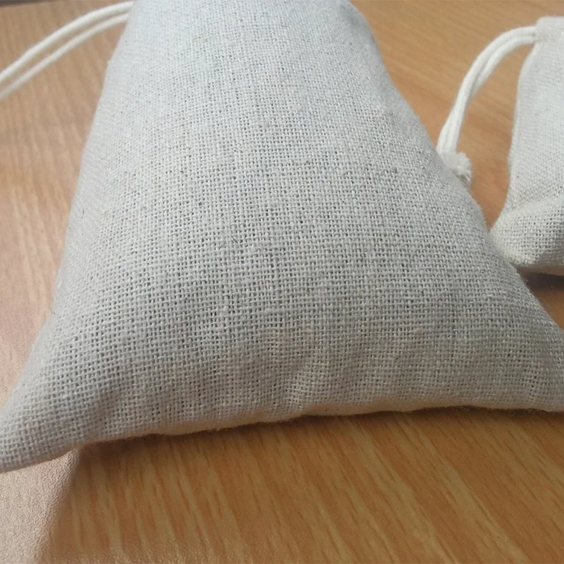 Подарочная сумка на шнурке из хлопка и льна упаковка 50 предметов 4 &quotx 6&quot