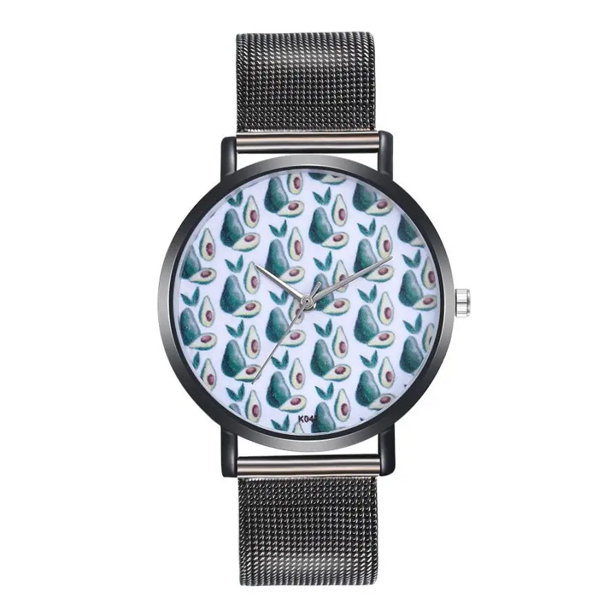 Женские кварцевые часы K047 модные с логотипом авокадо из легированной стали 2018 |