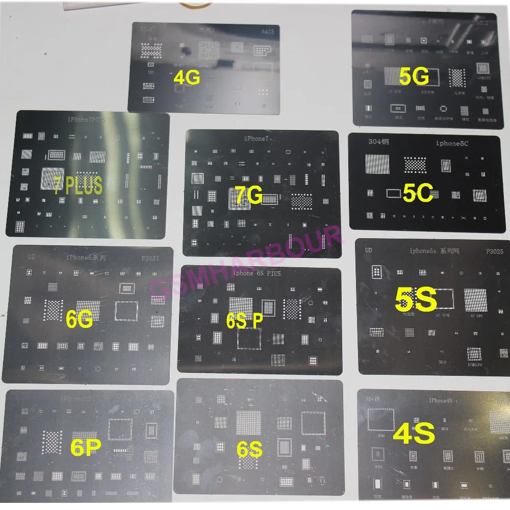 11 шт./лот высококачественный полный набор BGA трафаретов для iPhone 4 4S 5 5S 5c 6 + 6S 6s 7 и 7plus