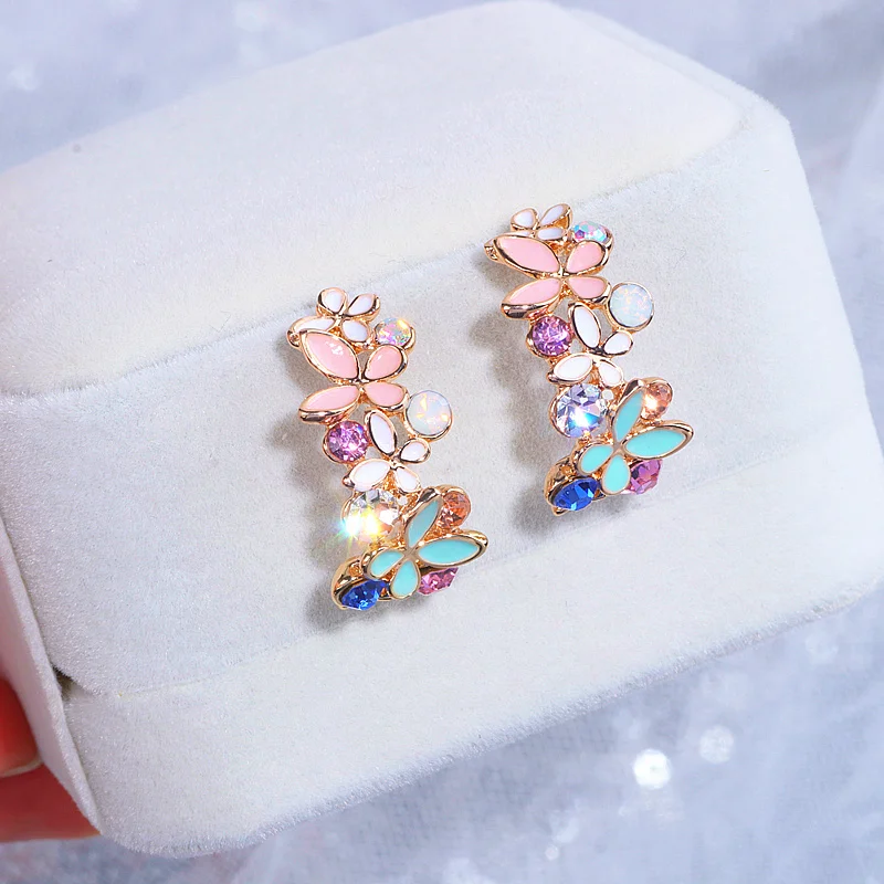 Модные Роскошные полые цветные серьги-гвоздики с бабочкой для женщин, ювелирные украшения для свадебной вечеринки, массивные серьги Brincos для женщин