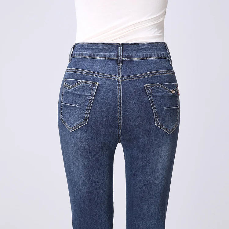 Женские узкие джинсы-капри женские джинсы с завышенной талией летние Эластичные