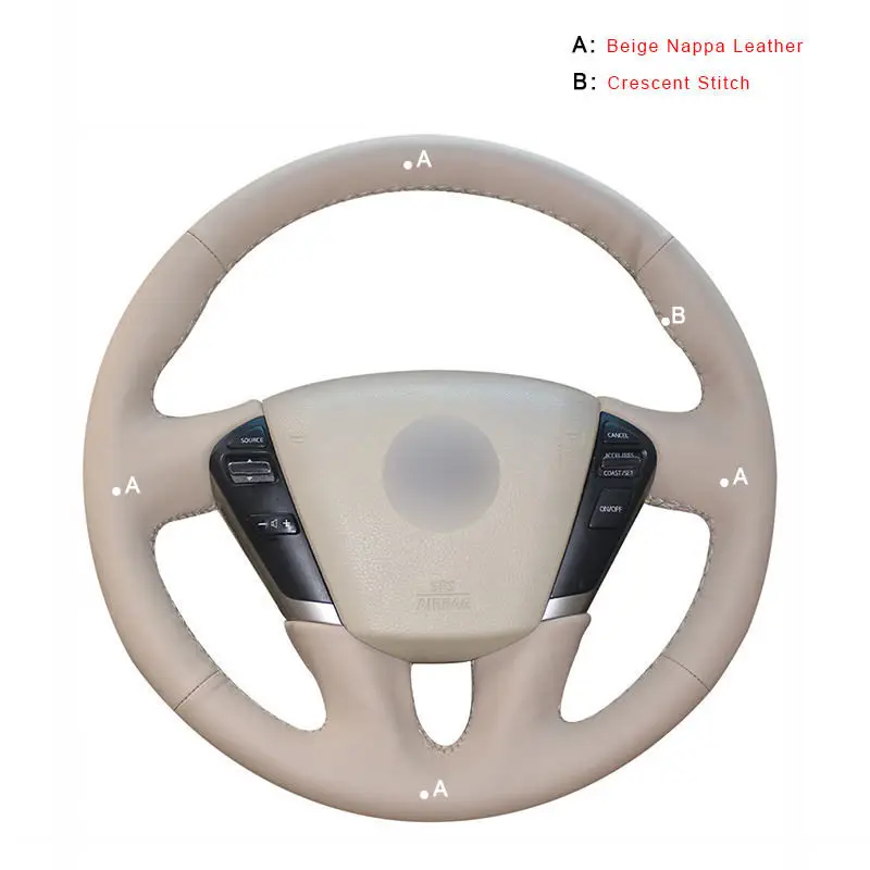 Автомобильная Оплетка на руль для Nissan Teana 2008-2012 Murano 2009- Quest 2011- интерьер Авто-Стайлинг - Название цвета: Top Layer Leather