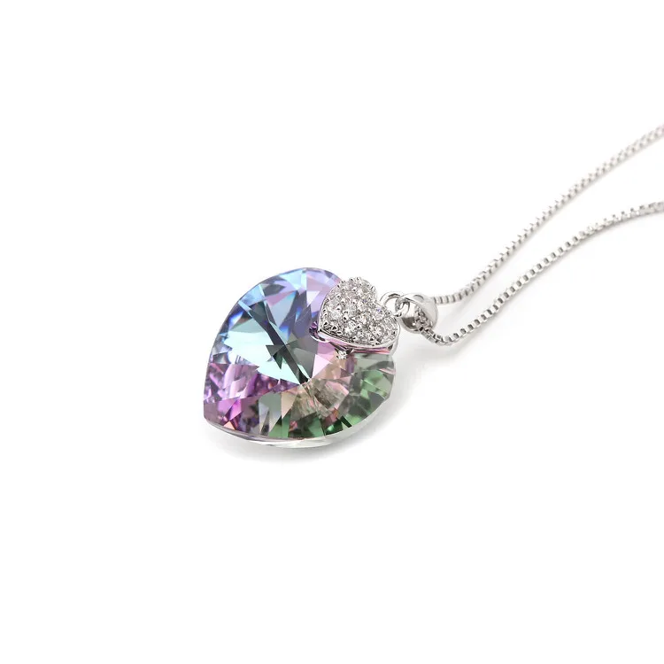 Swarovski Ожерелье для женщин в форме сердца аметист кристалл кулон ожерелье хорошее ювелирное изделие чокер колье подарок для леди ожерелье