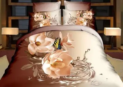 as picture JaneYU 4 шт. king size роскошное 3D постельное белье с рисунком розы наборы красный цвет одеяло набор покрывало простыня наволочка для свадьбы - Цвет: as picture