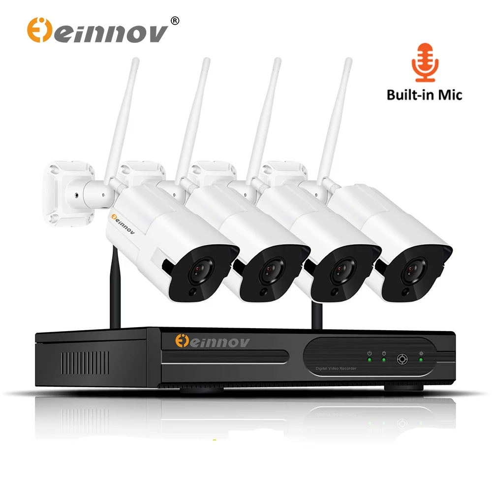 Беспроводная домашняя камера видеонаблюдения Einnov 4 канала 2 МП 1080P IP NVR Wi Fi для