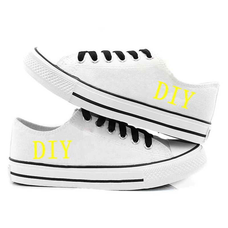 A White DIY обувь индивидуальные изображение логотипа холщовая обувь кеды для женщин и мужчин подростков Повседневная Вулканизированная обувь для отдыха - Цвет: A White