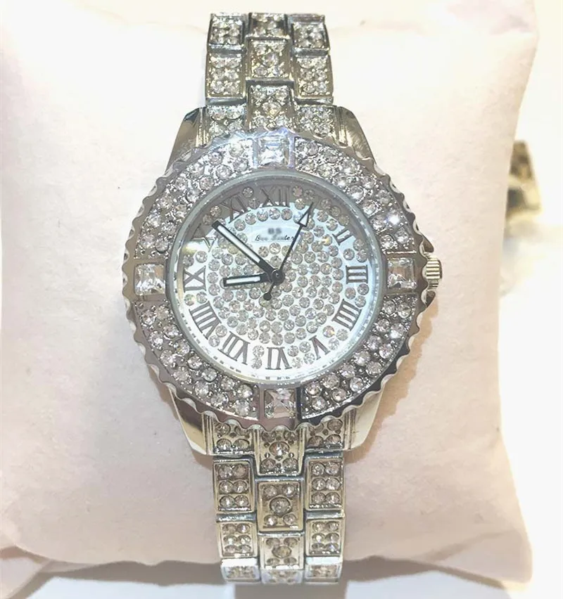 Женский Rhinestone Часы Леди Платье Женщины смотреть Алмаз Люксовый бренд Браслет Наручные Часы дамы Кристалл Кварцевые Часы
