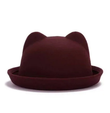 wine red SUOGRY новое поступление женская зимняя Осенняя уникальная Милая шерстяная фетровая шапочка с кошачьими ушками, Рождественская Кепка для девочек - Цвет: wine red