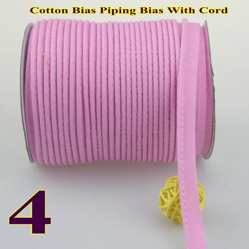4 pink 50yds Хлопок косой трубопровод, трубопровод лента, косой ленты со шнуром, размер: 12 мм, 1/" 50 ярдов, для DIY одежды ручной работы, различные цвета - Цвет: 4 pink 50yds