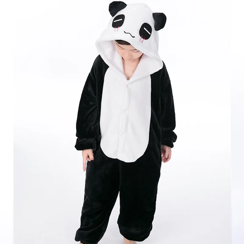 panda Комплект детских пижам kigurumi с рисунками животных для мальчиков и девочек; пижамы для костюмированной вечеринки с единорогом для детей; комбинезон с капюшоном; зимняя одежда для сна - Цвет: panda