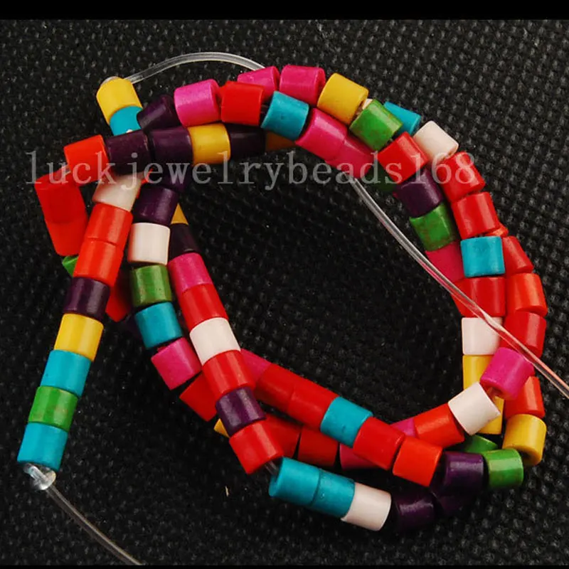 Free Shipping Fashion Jewelry 4x4mm Muticolor Howlite Column Loose Beads 15.5&quot FG5840 | Украшения и аксессуары