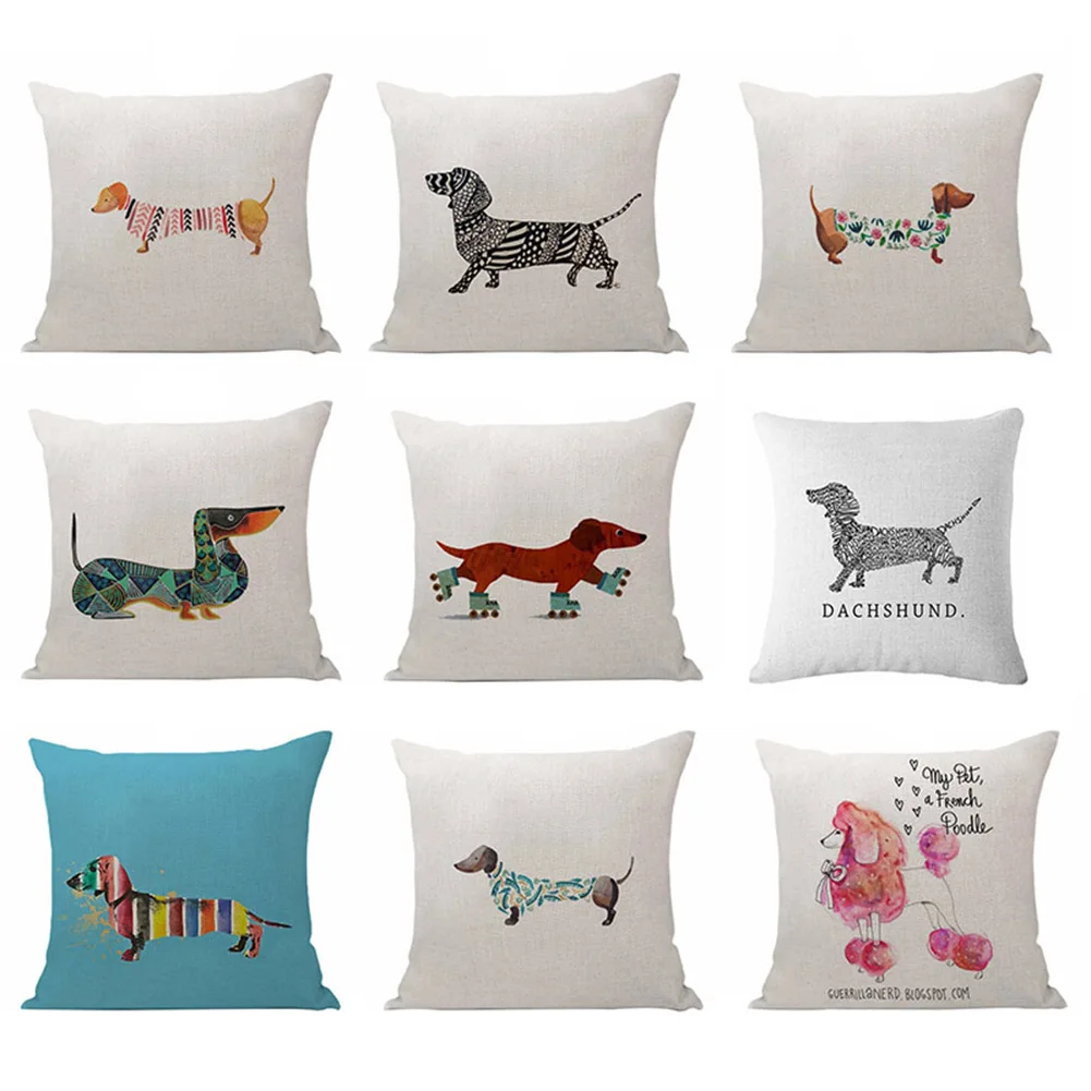 Милая Колбаса Собака наволочка льняная Талия модная удобная для подушки | Дом и