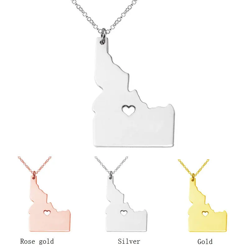 

Stainless Steel United States Map Pendant Necklace USA Idaho Pendant Rose Gold Necklace Stainless Steel Jewelry
