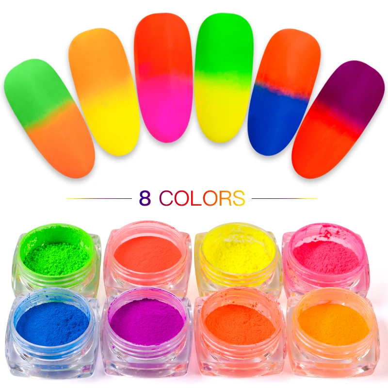 1 коробка неоновый фосфорный Блестящий Порошок для ногтей флуоресцентный
