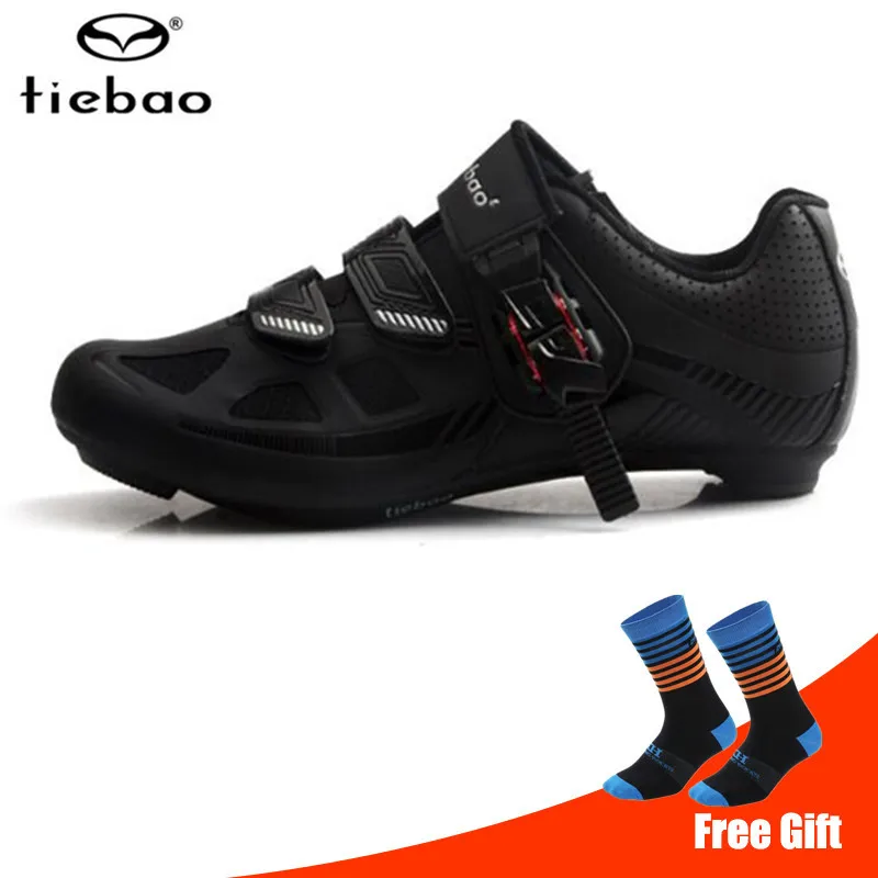 add socks Tiebao/Обувь для шоссейного велоспорта; Мужская обувь для езды на велосипеде; комплект спортивной обуви для езды на велосипеде; черные мужские кроссовки с самоблокирующимся замком; Женская дышащая велосипедная обувь - Цвет: add socks