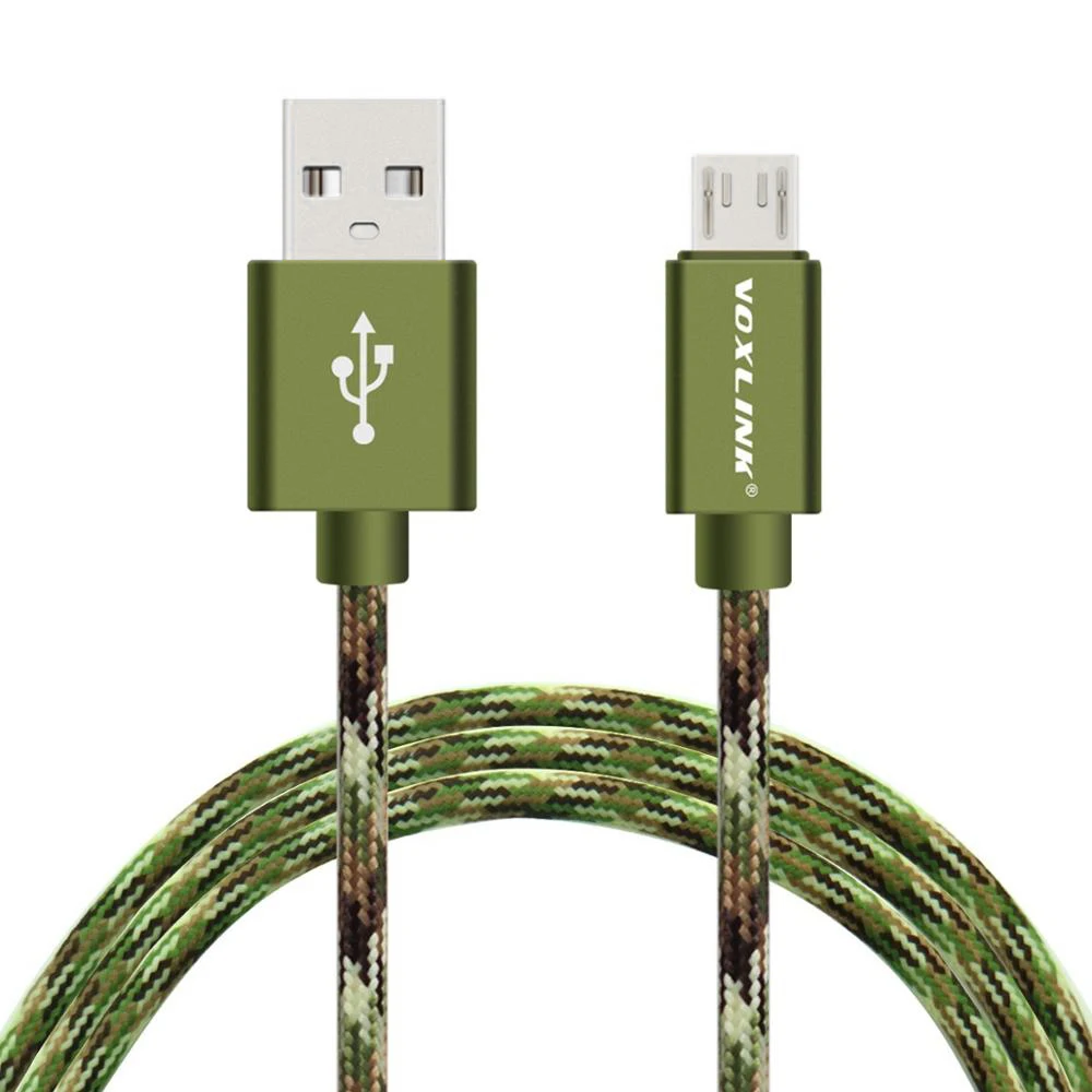 ArmyGreen VOXLINK Micro USB кабель 2A Быстрая зарядка микро кабель для передачи данных для samsung/xiaomi/lenovo/huawei/htc/Meizu Android кабели для мобильных телефонов - Цвет: ArmyGreen