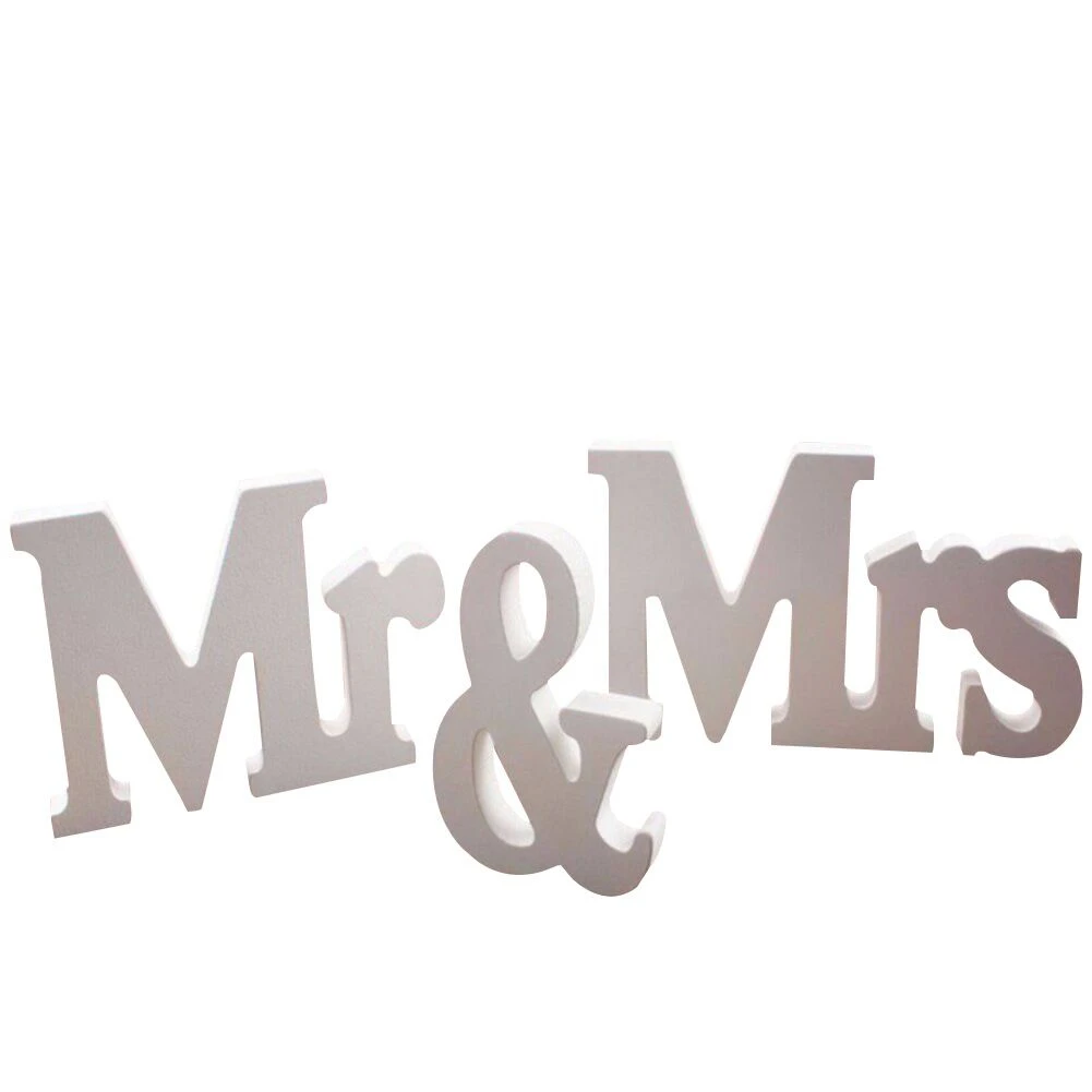 Свадебные украшения Mr & Mrs белые буквы Свадебный знак горячий Деревянный