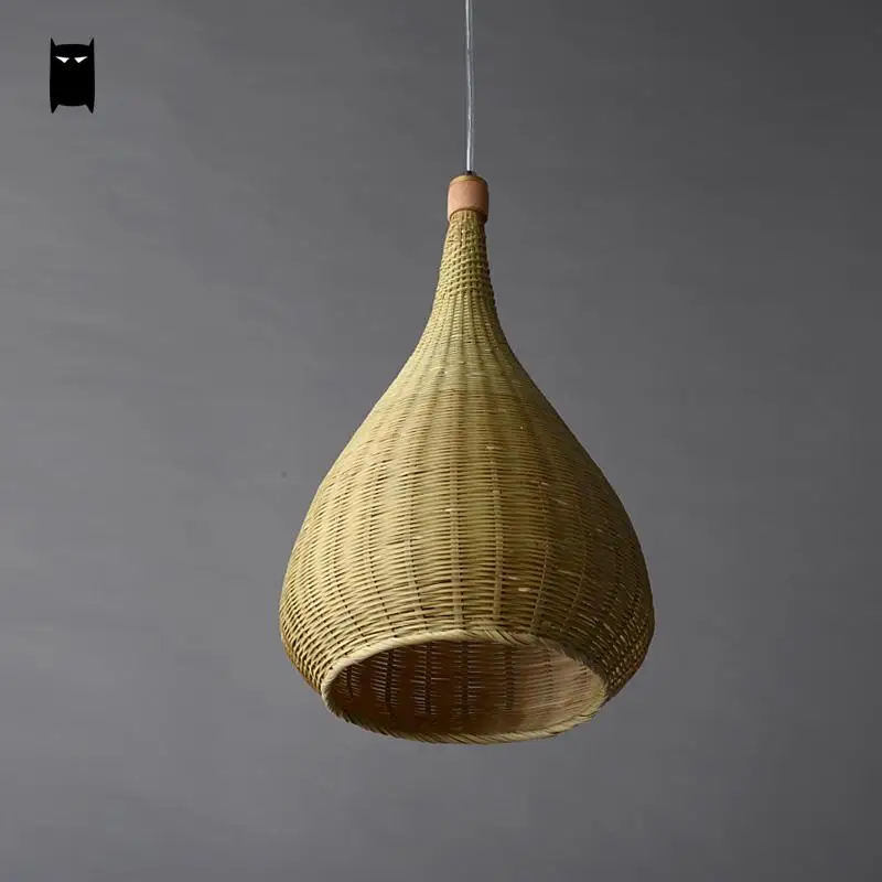 Оригинальный бамбуковый Плетеный абажур из ротанга ручной работы круглая