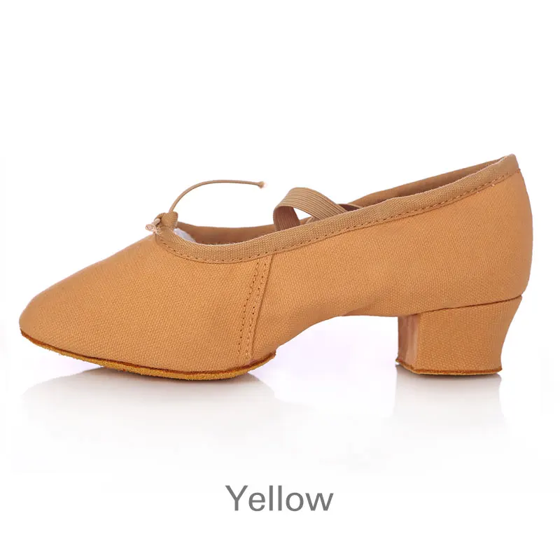 Yellow Балетки с мягкой подошвой для женщин/детей/девочек/детей, парусиновая танцевальная обувь для джаза на квадратном каблуке, женская обувь для латинских танцев, танго, упражнений - Цвет: Yellow