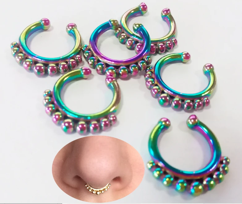 2015 горячая распродажа Радужное покрытие подвеска из индийское кольцо в нос