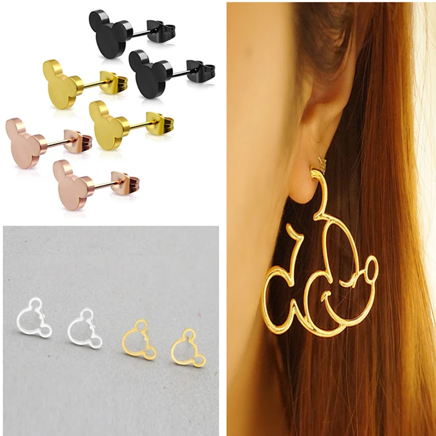 

Cxwind Simple Hollow Cartoo Earrings Women Stainless Steel Jewelry Punk Animal Head Shape Earring New Children Kids Stud Earring