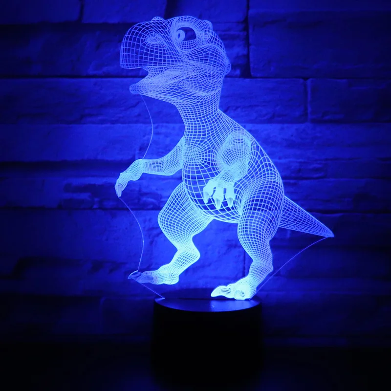 Светодиодный ночник 3D тираннозавр рекс с динозавром светильник цветов