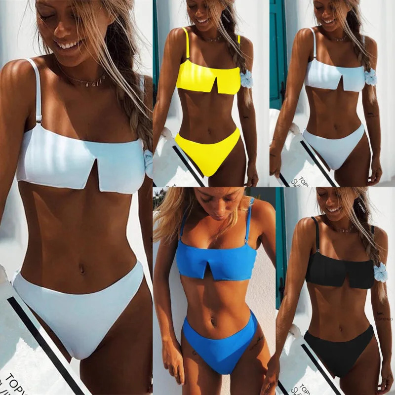 Swimming Suit For Women Strap Bikini 2020 Mujer Sexy Split Swimwear Two Piece Separate Swimsuit Push Up Set | Женская одежда