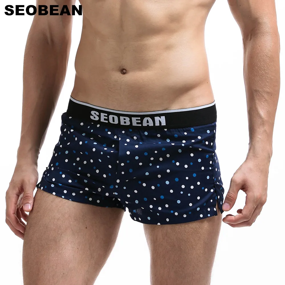 Мужское нижнее белье Seobean хлопковые боксеры для сна с сумкой пениса|men underwear boxer