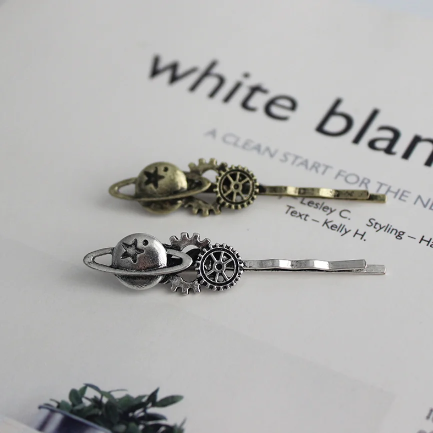 Time gear винтажное украшение для волос в виде планеты челки клипса женщин и девушек