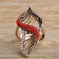 turkish jewelry geometric wide finger rings for women men antique gold color crystals bague hollow red color vintage anillos