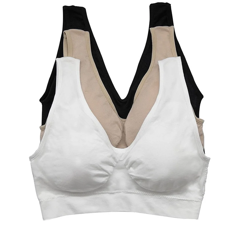 White Khaki Black QIUXUAN 3 шт./компл. пикантные Для женщин бюстгальтер из дышащей ткани Бюстгальтеры Бесшовный Бюстгальтер с эффектом пуш-ап размера плюс нижнее бельё для девочек Фитнес кроссовки спортивные бюстгальтеры - Цвет: White Khaki Black