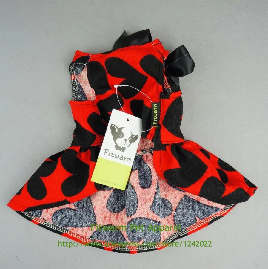 Fitwarm Adorable Sweat Heart Ribbon Pet Dog Dress Clothes Shirts Red Free Shipping XS Small Medium Large Summer Chihuahua | Дом и сад