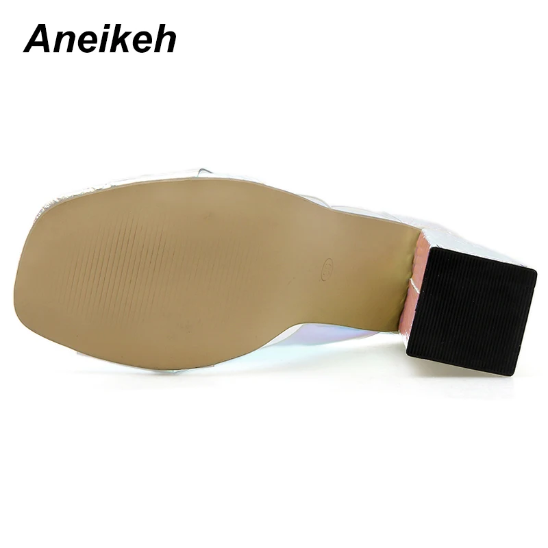 Aneikeh/Новинка года; прозрачные босоножки из пвх; пикантные босоножки на тонком каблуке с открытым носком и кристаллами; женские босоножки на прозрачном каблуке; шлепанцы; туфли-лодочки