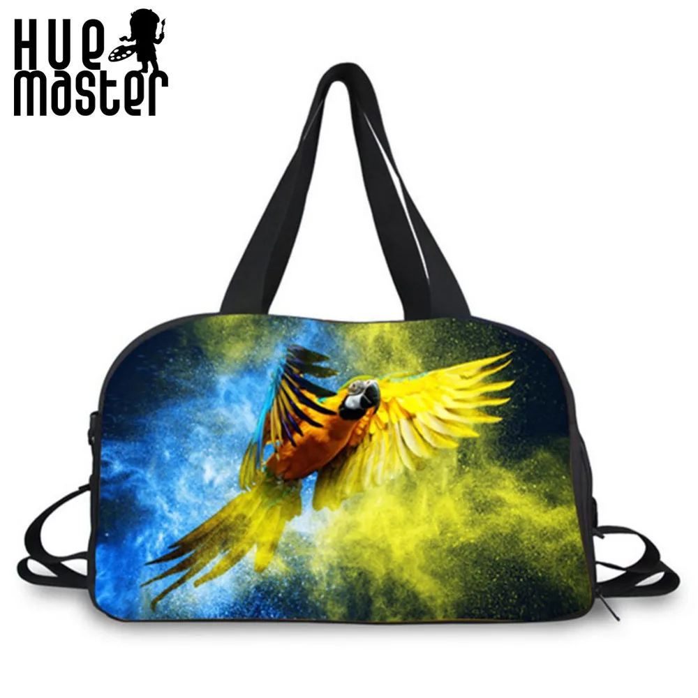 Дизайнерская вместительная спортивная сумка с узором в виде попугаев дорожные