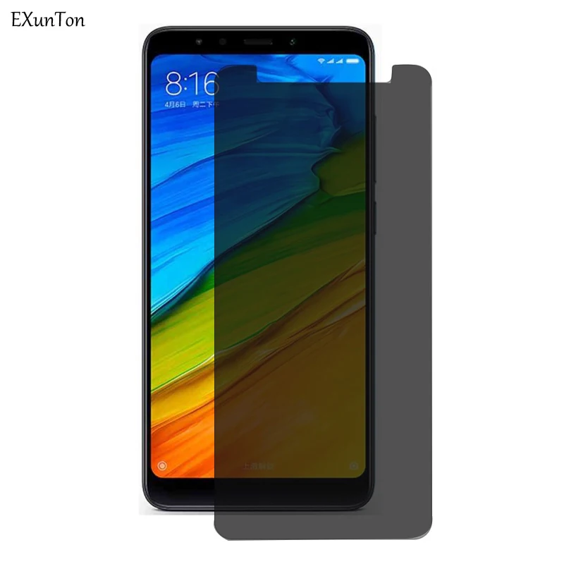 Закаленное стекло EXUNTON против шпиона для Xiaomi Redmi 5 5Plus 5A 2.5D Черная защитная пленка для экрана для Redmi Note 5 5A 5Pro