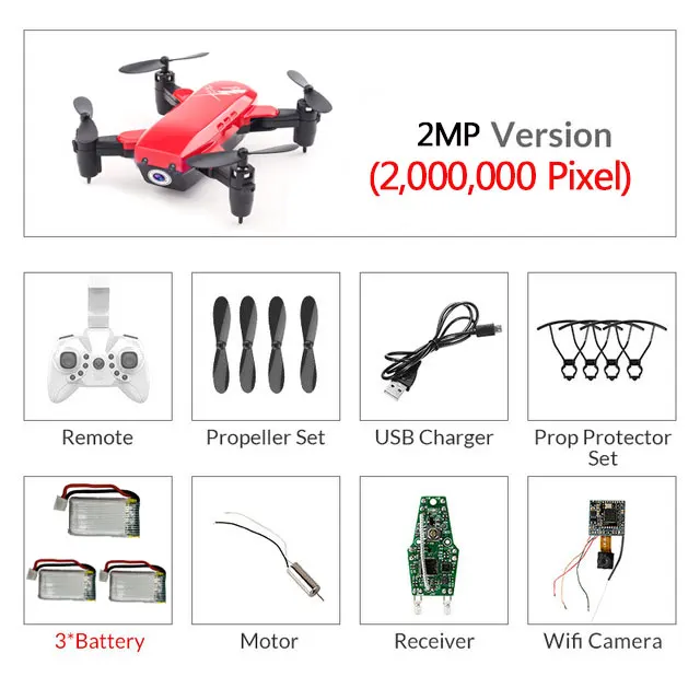 Red 200Wcamera 3B Складной мини-Дрон с/без камеры RC вертолет с режимом удержания RC Квадрокоптер с безголовым режимом удержания высоты игрушки для детей - Цвет: Red 200Wcamera 3B