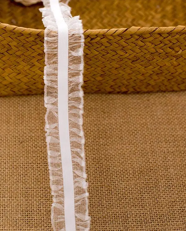 white 2.5cm 5 ярдов красивая белая черная красная органза с оборками эластичная кружевная отделка стрейч кружевная лента одежда и одежда 1,5 см - Цвет: white 2.5cm
