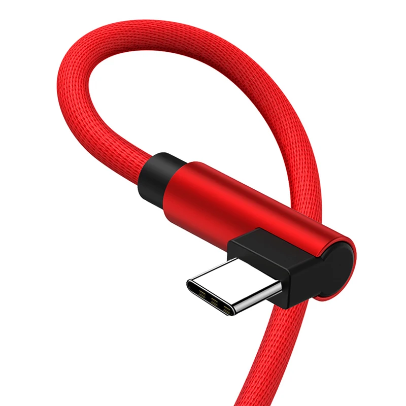 FONKEN Тип изгиба C 90 градусов USB кабель для быстрой зарядки l-образный зарядный шнур USB C кабель для быстрой зарядки для питания мобильного телефона 1 м
