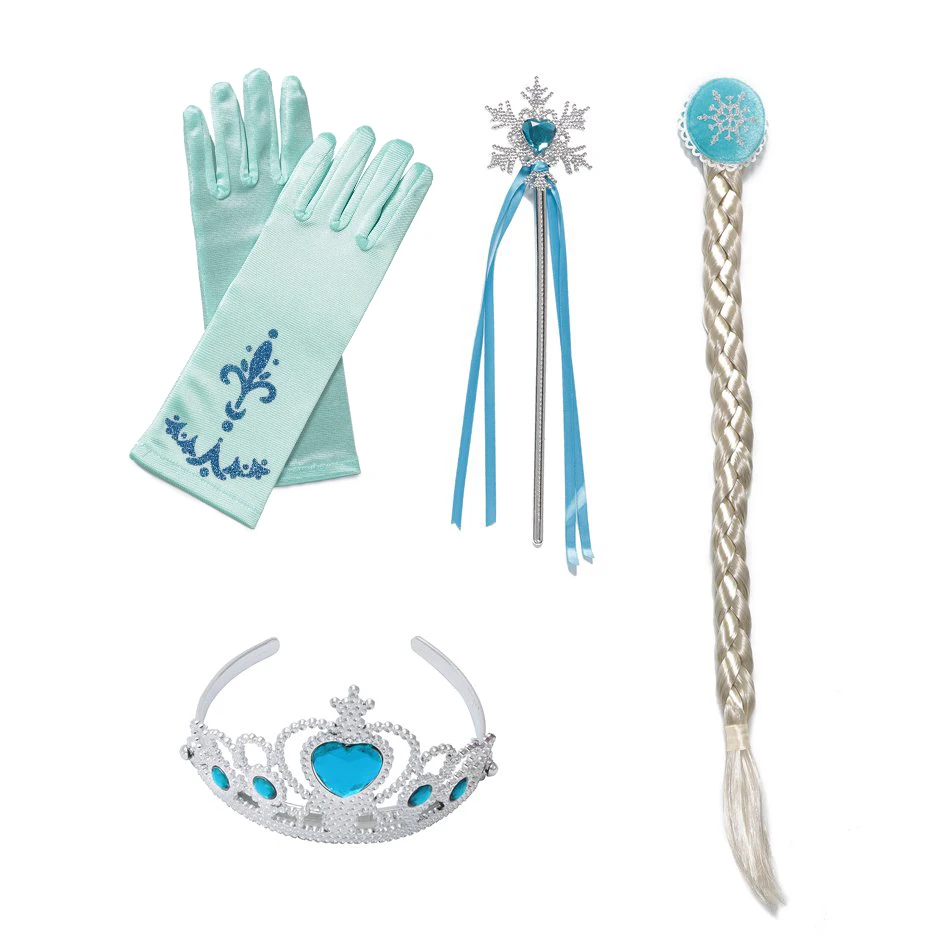 Elsa Accessories 03 Платье принцессы Анны и Эльзы для девочек; Детский карнавальный костюм; детская Снежная королева; Эльза и Анна; нарядное платье Эльзы для Хеллоуина - Цвет: Elsa Accessories 03