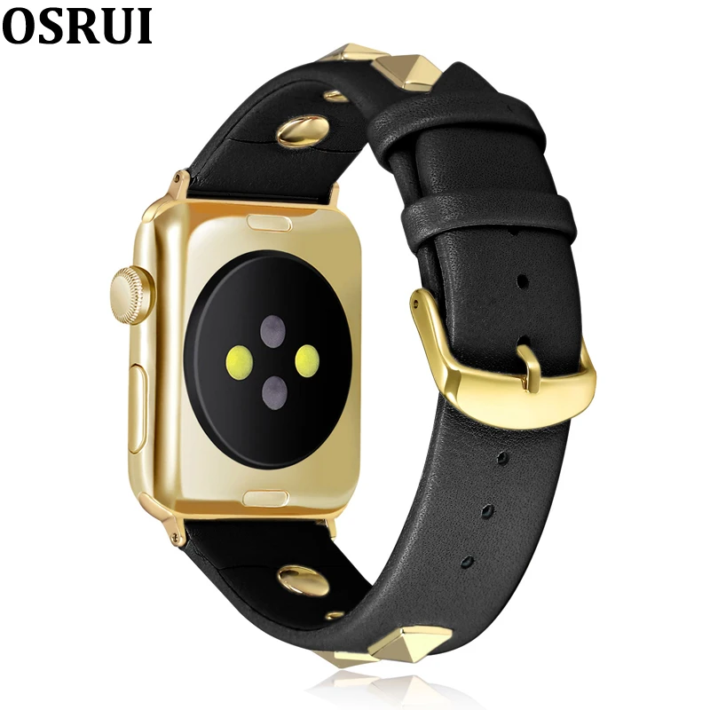 Кожаный ремешок для apple watch band 4 correa 44 мм 40 мм iwatch 38 мм 42 мм серия 4 3 2 браслет с заклепками аксессуары для apple watch