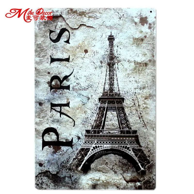 

[Mike86] Париж Эйфелева башня металлические украшения для спальни старая настенная живопись 20*30 см Смешанные предметы B-332