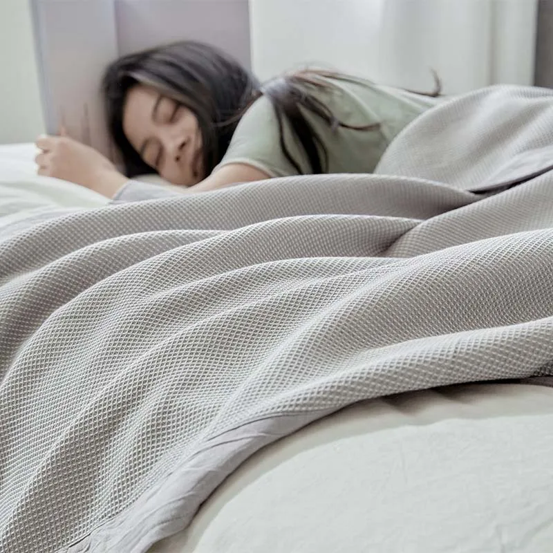 Soft Premium Cotton Thermal Throw Blanket Cozy Bedding Coverlet- Perfect for Layering any Bed Sofa Car Lightweight Breathable