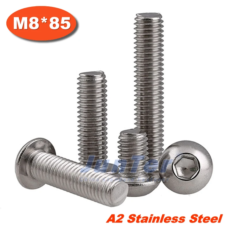 

50pcs/lot ISO7380 M8*85 Stainless Steel A2 Hexagon Socket Button Head Screws