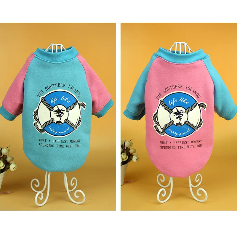 1 шт. Осень Зима Письма Печатаются Хлопок Одежда Для Собак Теплый Собака