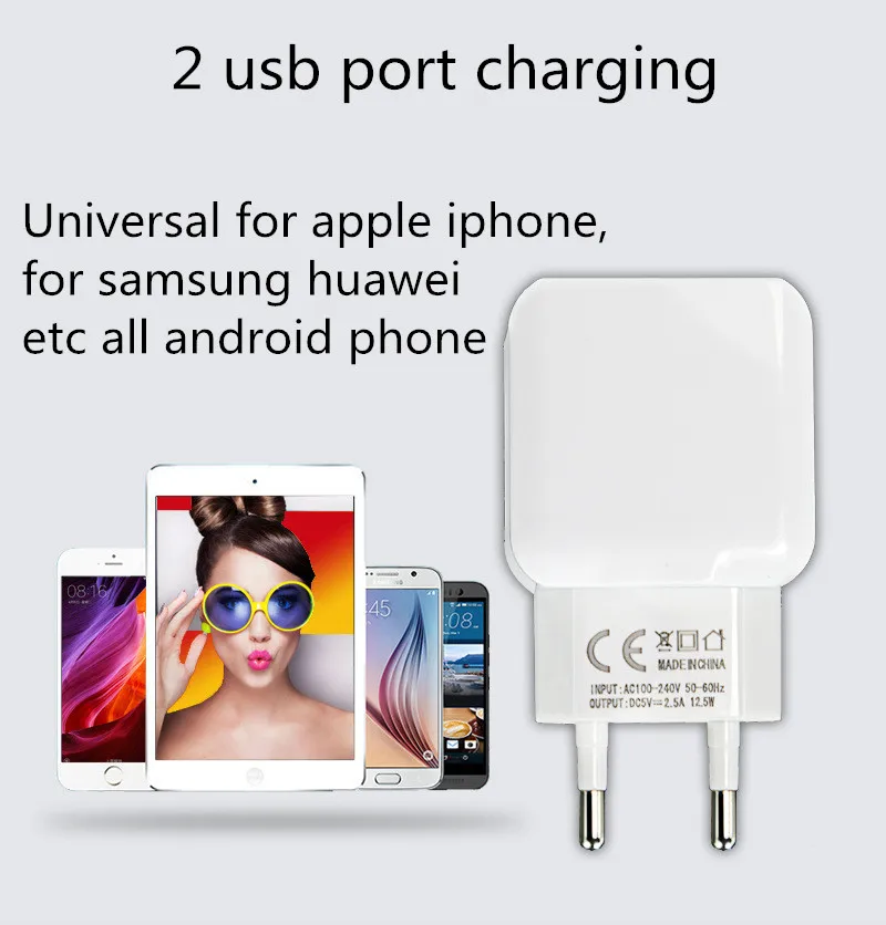 Udapakoo Micro USB кабель для быстрой зарядки и 5 В 2.5A 2 usb порта зарядное устройство