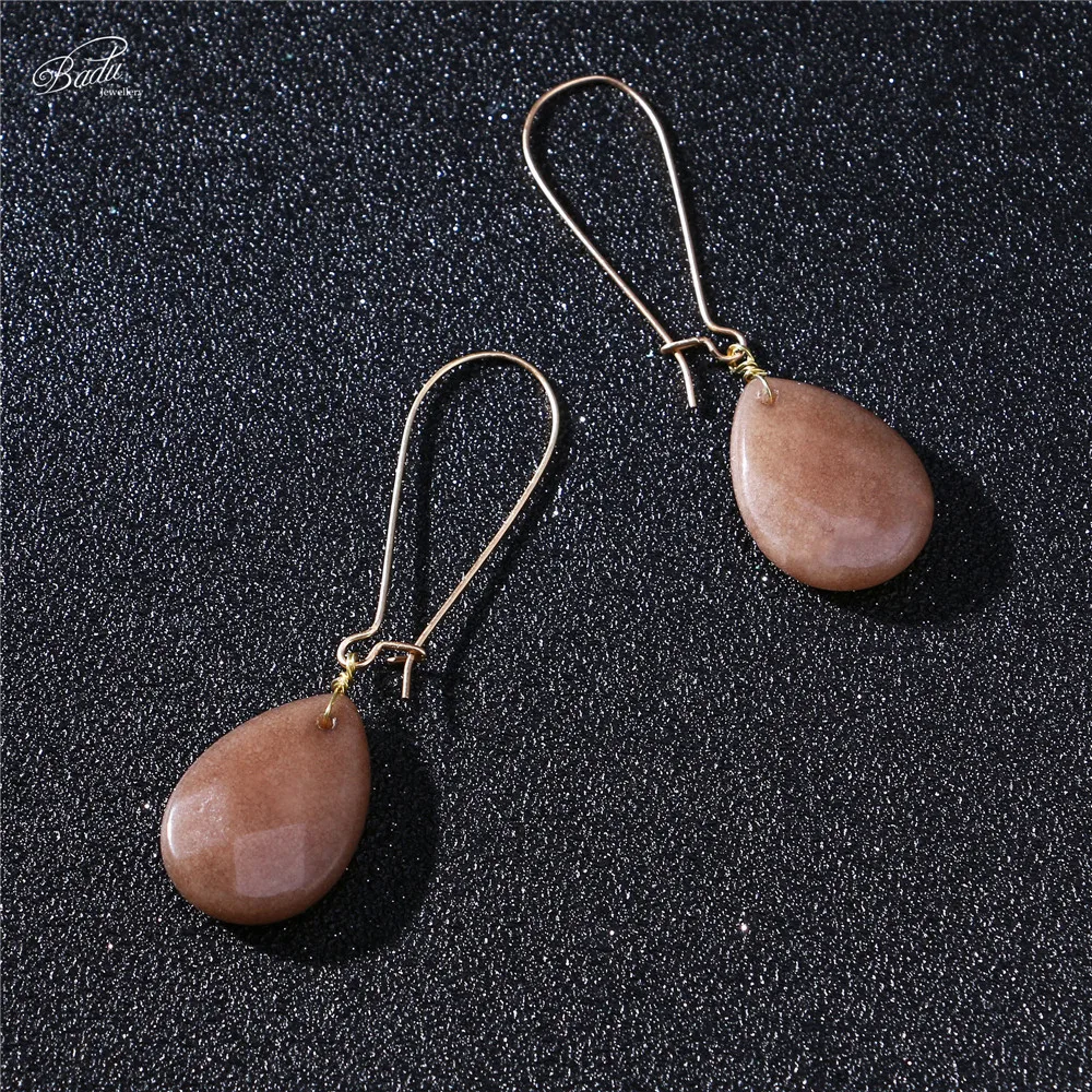 Висячие серьги Badu женские длинные винтажные каплевидные золотистые медные