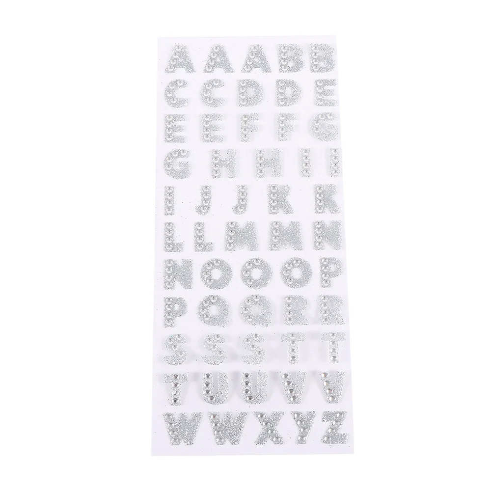 silver 55 шт./лист, сделай сам, A-Z, слова, алфавит, буквы, наклейки, блестящие Кристальные стразы, самоклеющиеся, для дома, скрапбукинг, буквы, стикеры s - Цвет: silver