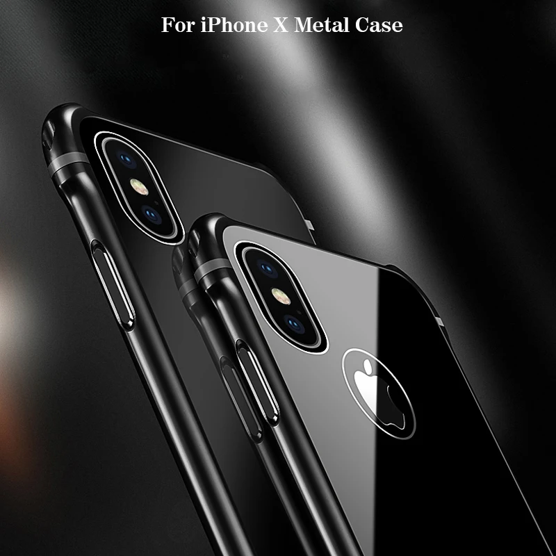 Leanonus Новый чехол для iPhone X Роскошный Алюминиевый металлический бампер +