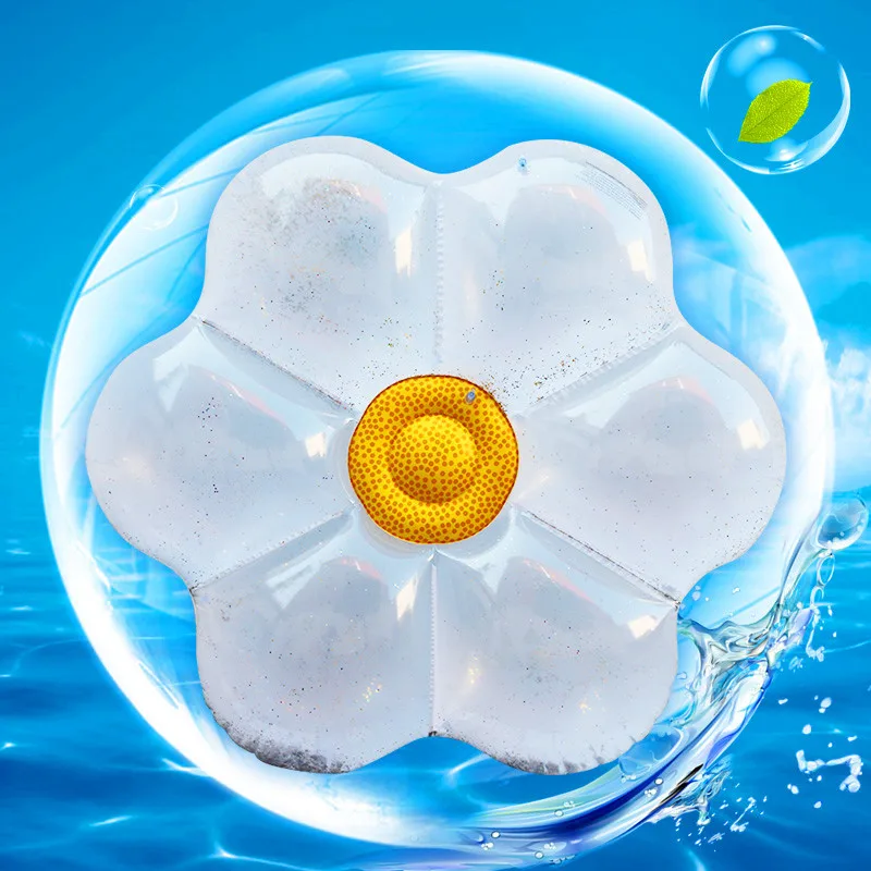 

160cm Glitter Daisy Flower Inflatable Pool Float for Women Summer Beach Water Floating Row Sunflower Swimming Raft Air Mattress