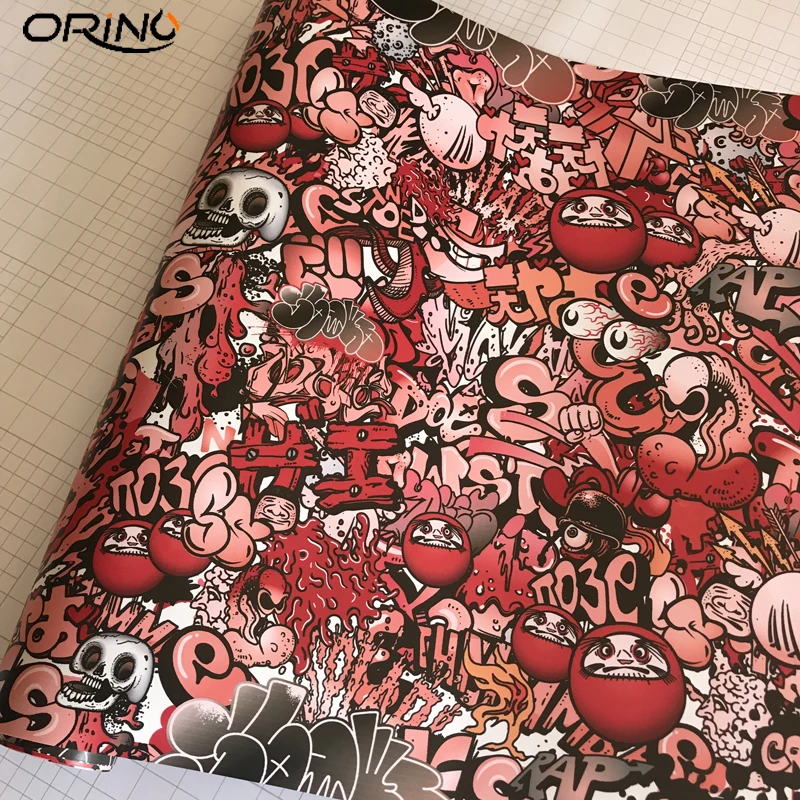 ORINO наклейка бомба виниловая оберточная наклейка бомба клей мультяшный череп JDM напечатанный гоночный мотоцикл велосипед Скутер Бомба обертка ping пленка